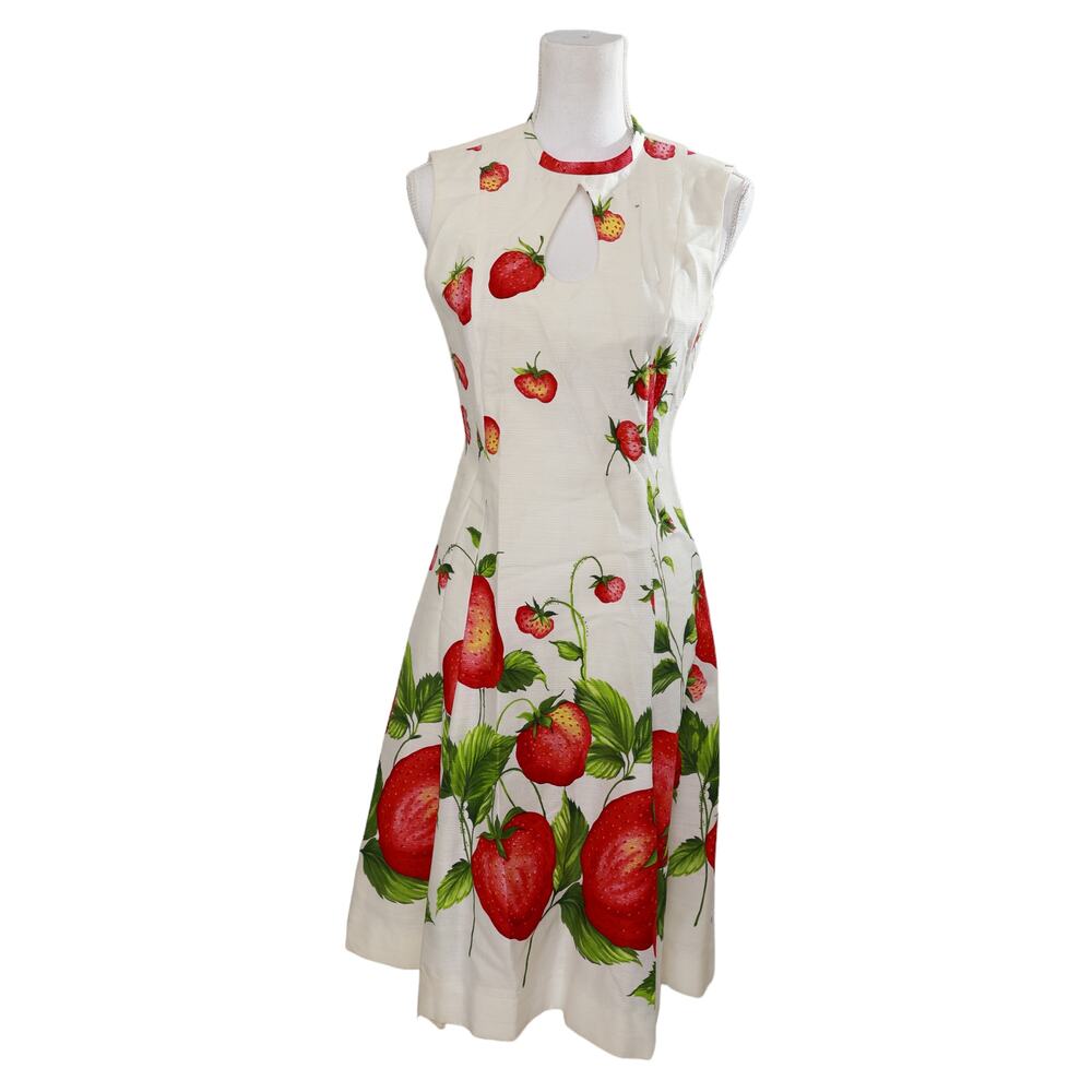 Elfriede Mitch Roberts Novelty‎ pin up vintage dress strawberries size 8